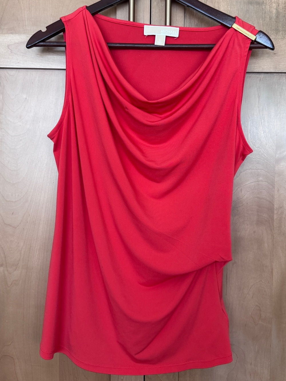 Michael Kors Red Drape Neck Tank coral